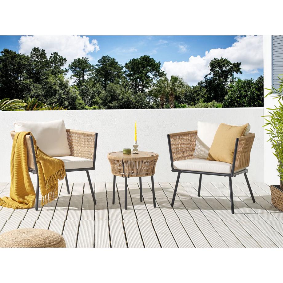 Beliani Set bistrot en Rattan sintetico  GARGANO  