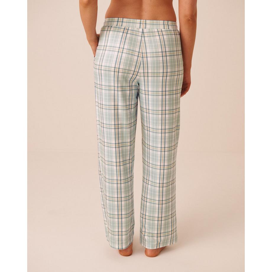 La Vie En Rose Pantalon de pyjama ultra doux carreaux bleus  