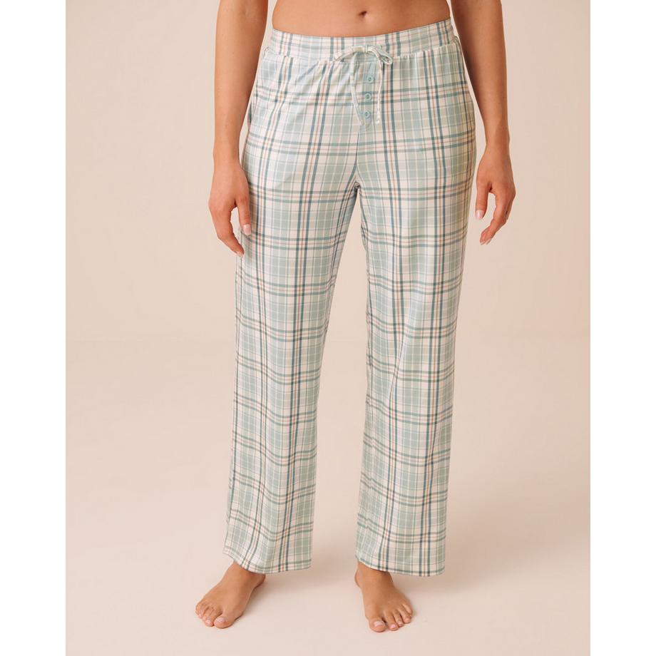 Pantalon de pyjama ultra doux carreaux bleus