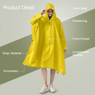 Alopini Poncho de Pluie Imperméable Randonnée Vélo Outdoor 3-en-1 Polyvalent  