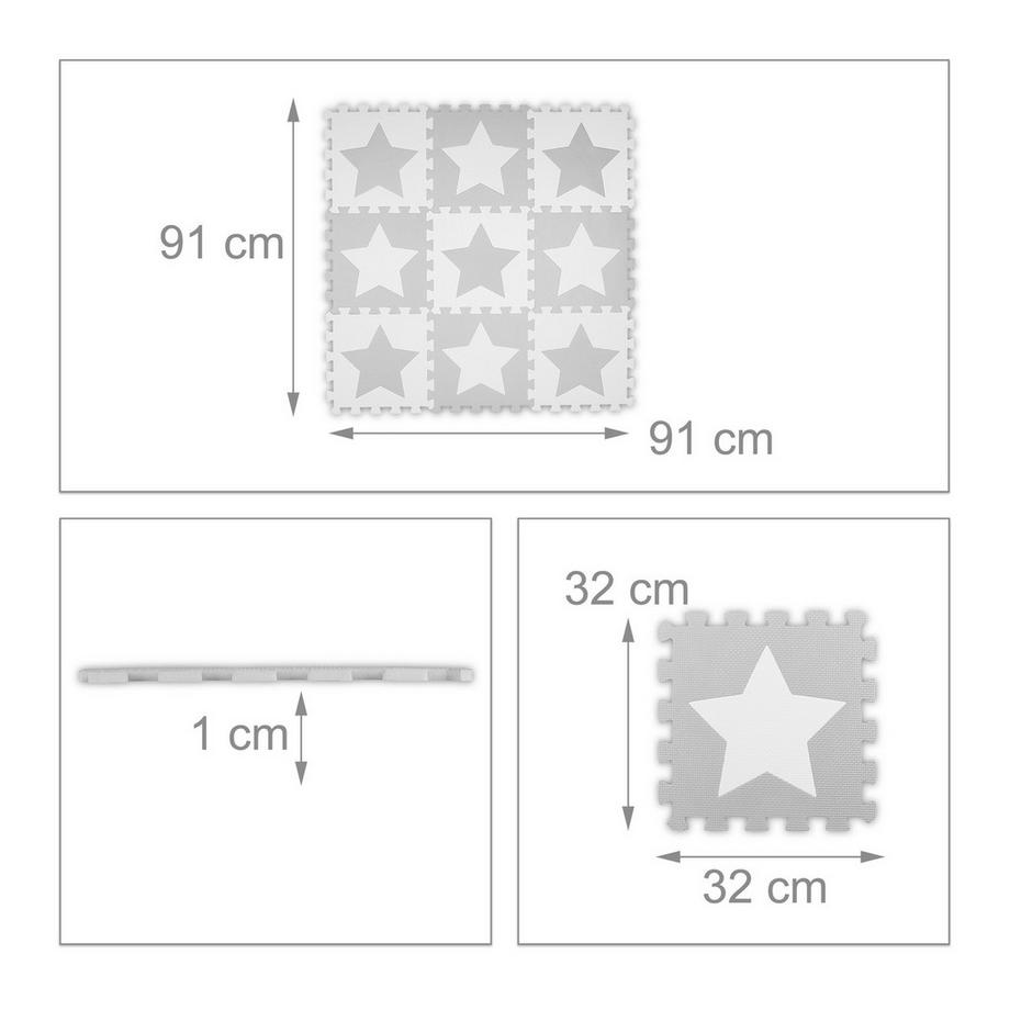 B2X  Tapis puzzle étoiles gris clair 