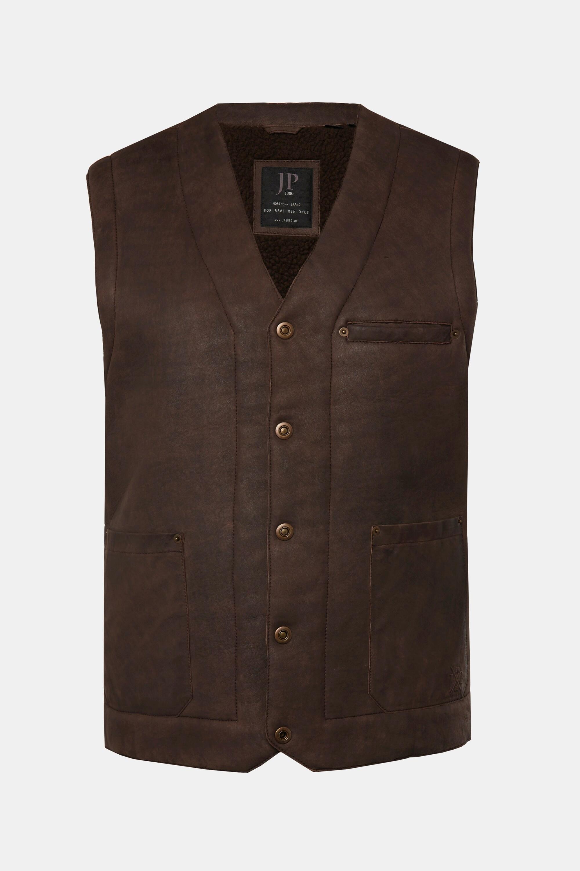 JP1880  Gilet in vera pelle con bottoni, fino alla tg. 7XL 