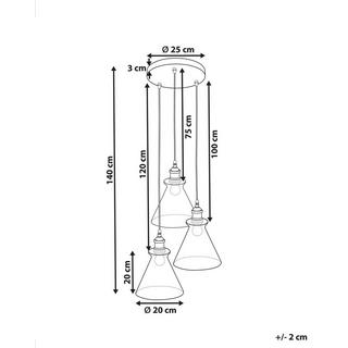 Beliani Lampe suspension en Verre Industriel BERGANTES  