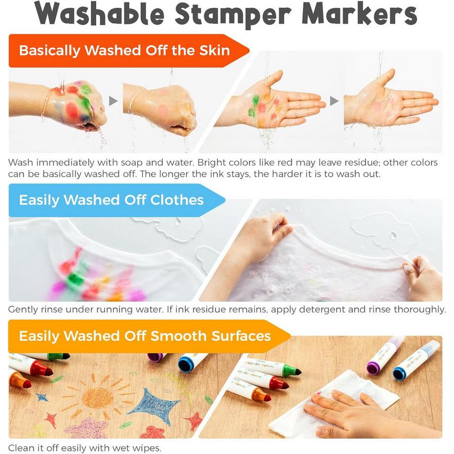 Ohuhu  Kainani Abwaschbare Marker für Kinder (12 Stk.) 