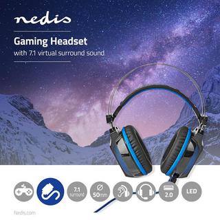 Nedis  Casque de jeu | Over-Ear | Surround | USB Type-A | Microphone pliable et rétractable | 2.10 m | Eclairage normal 
