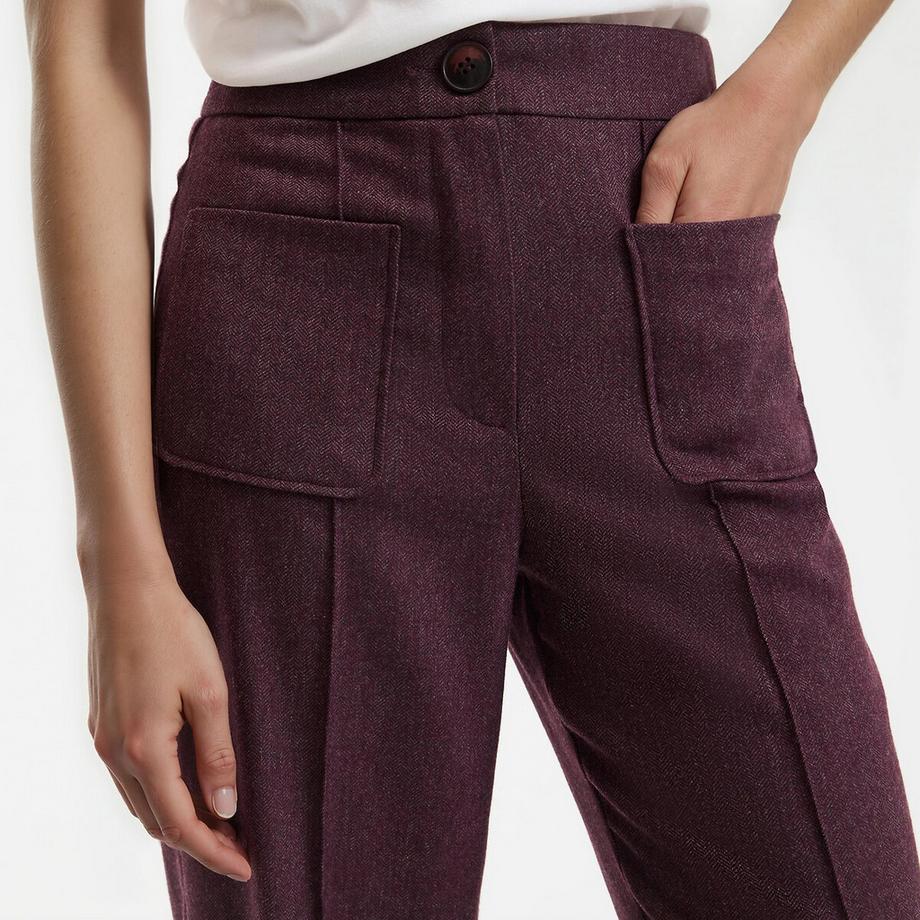 La Redoute Collections Pantaloni dritti 7/8 motivo a spina di pesce  