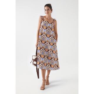 Salsa  Kleider Printed Linen Midi Dress 