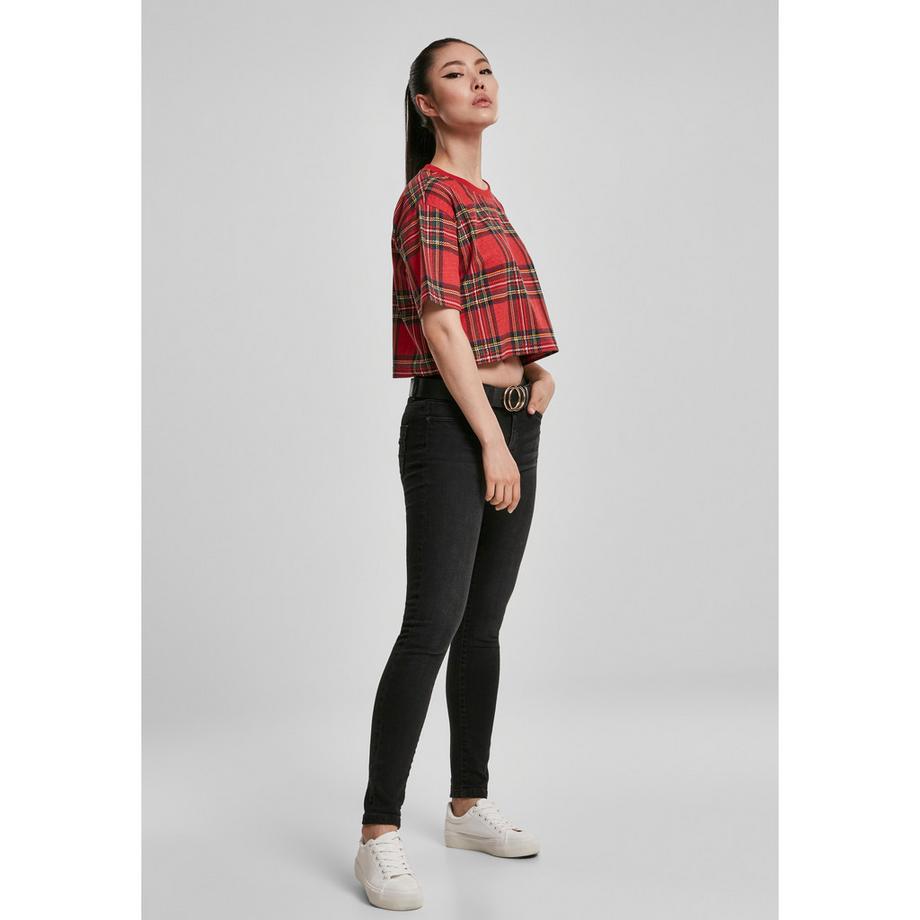 URBAN CLASSICS Oversized Plaid Crop T-Shirt  