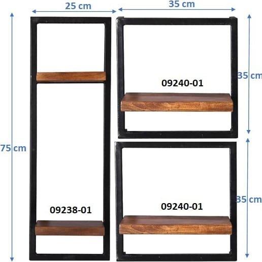 mutoni Étagère murale Havana naturel 65x25x75 (3 pièces)  