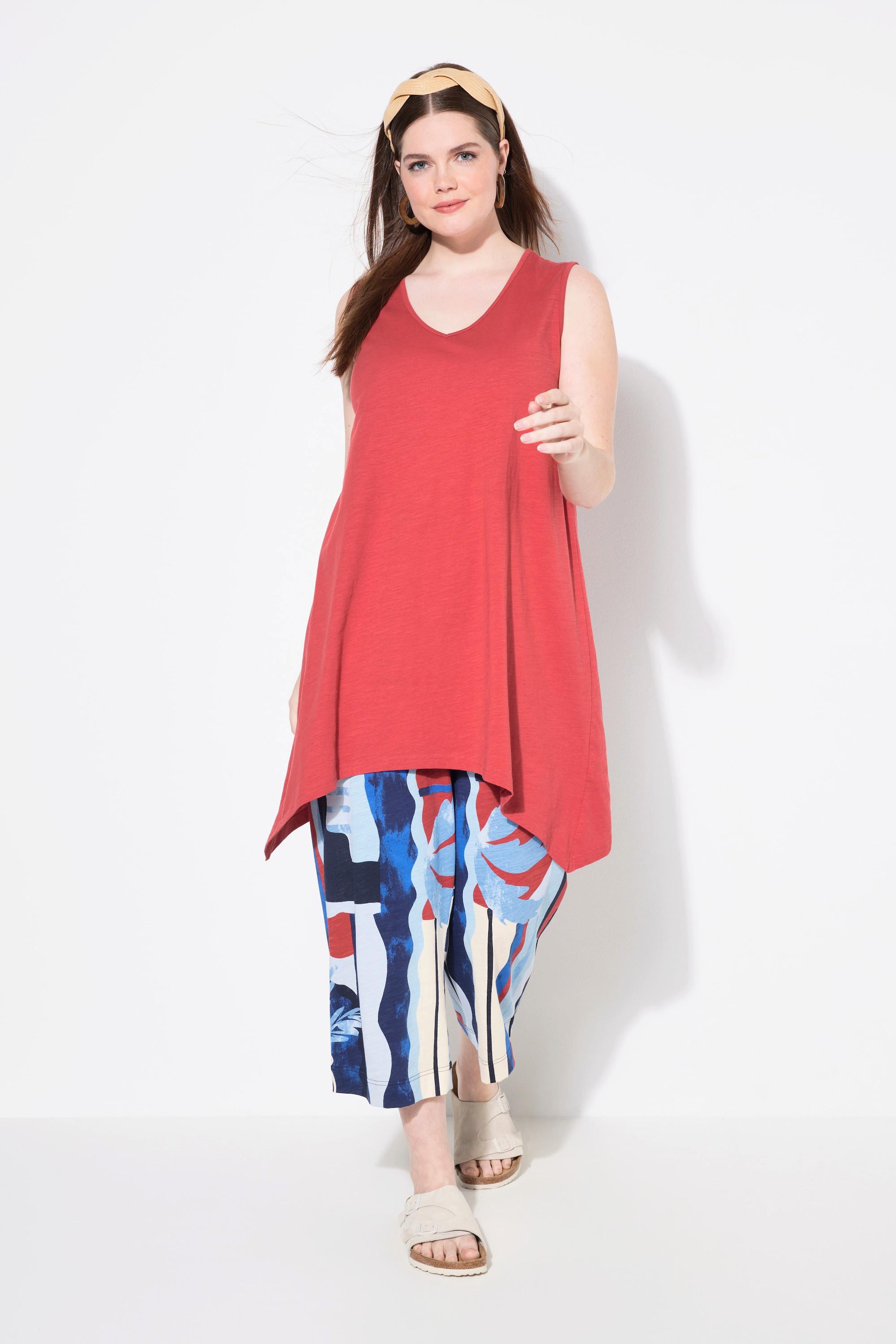 Ulla Popken Débardeur long Base en Pointe Silhouette A Décolleté V Coton Bio  