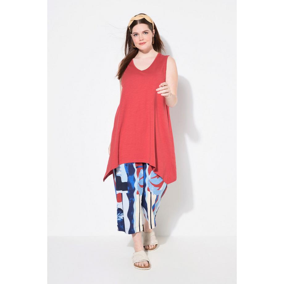 Ulla Popken Longtop Zipfelsaum A-Linie V-Ausschnitt Biobaumwolle  