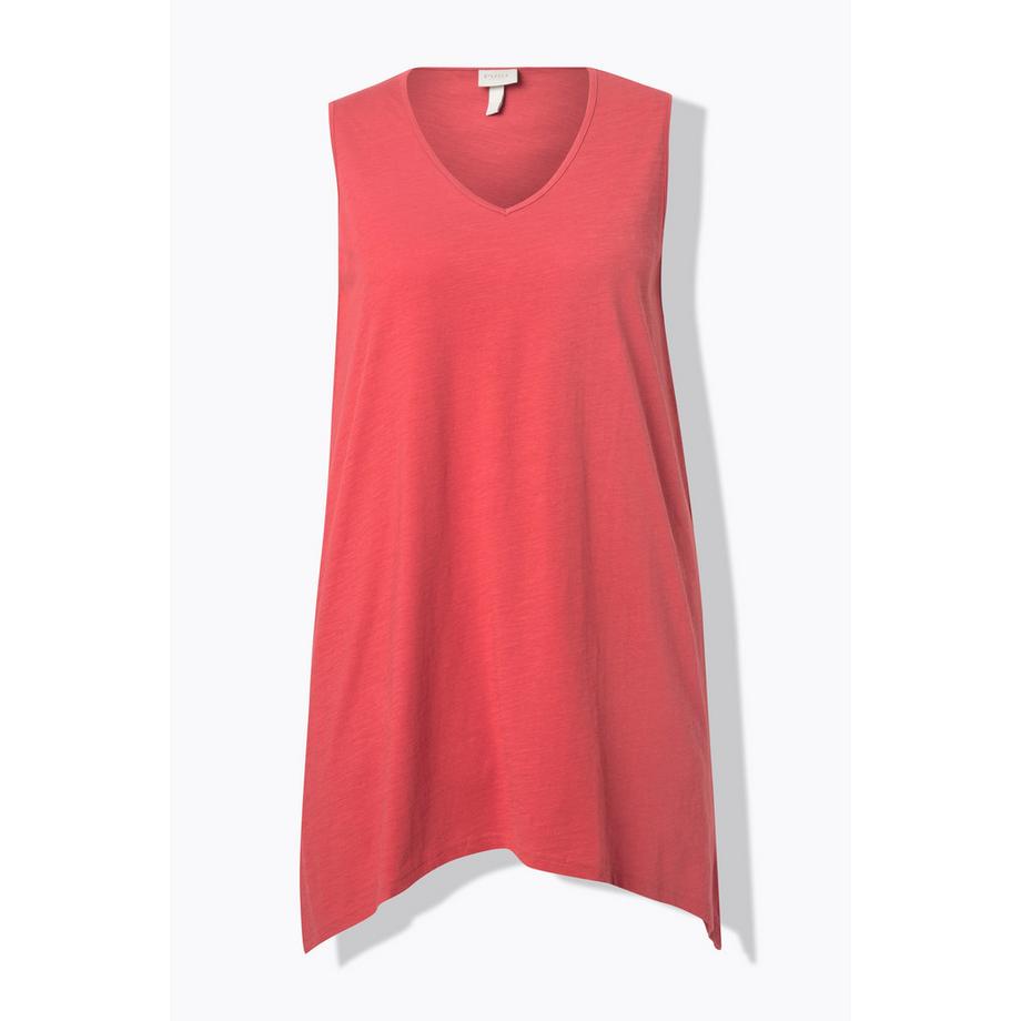 Ulla Popken Longtop Zipfelsaum A-Linie V-Ausschnitt Biobaumwolle  