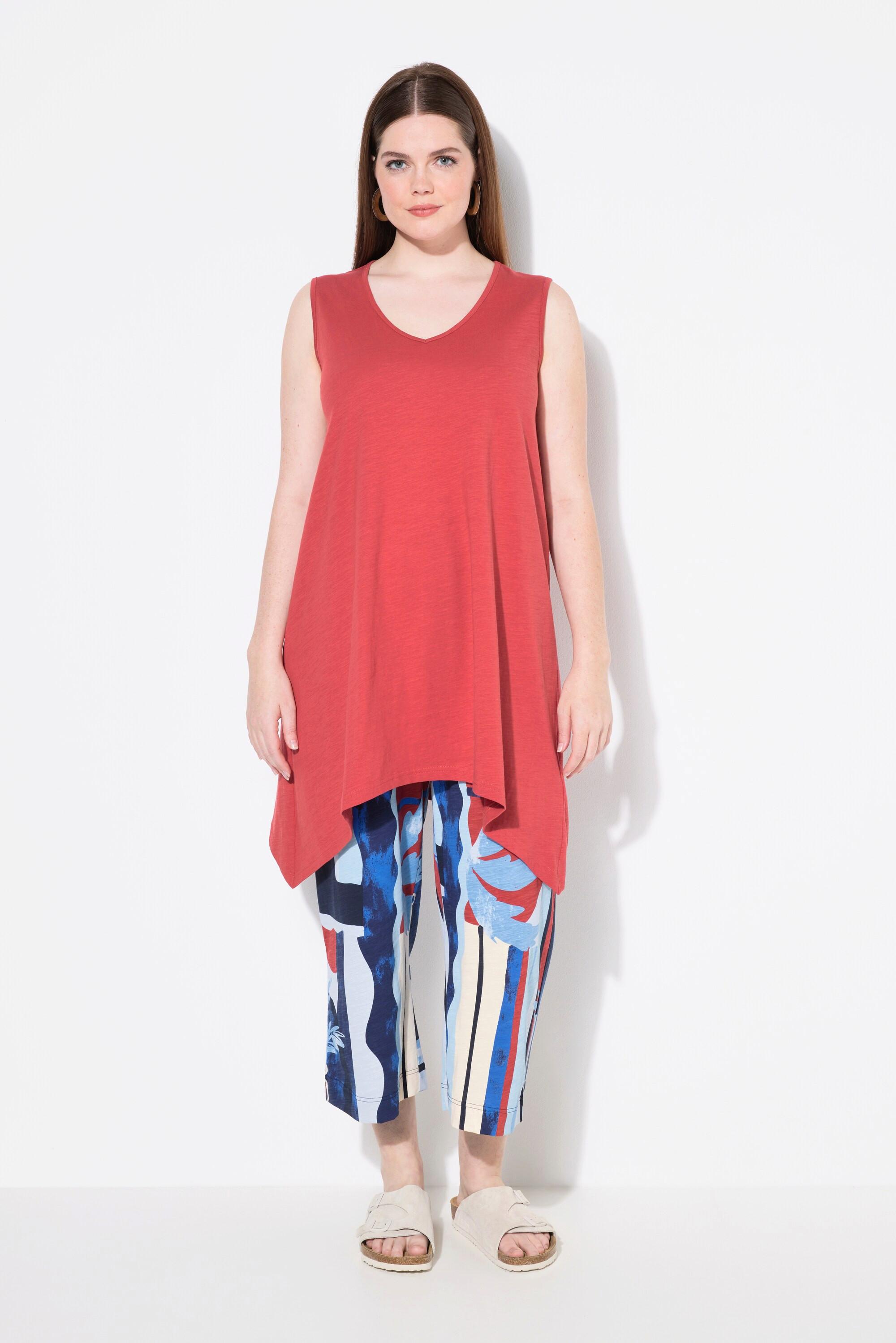 Ulla Popken Débardeur long Base en Pointe Silhouette A Décolleté V Coton Bio  