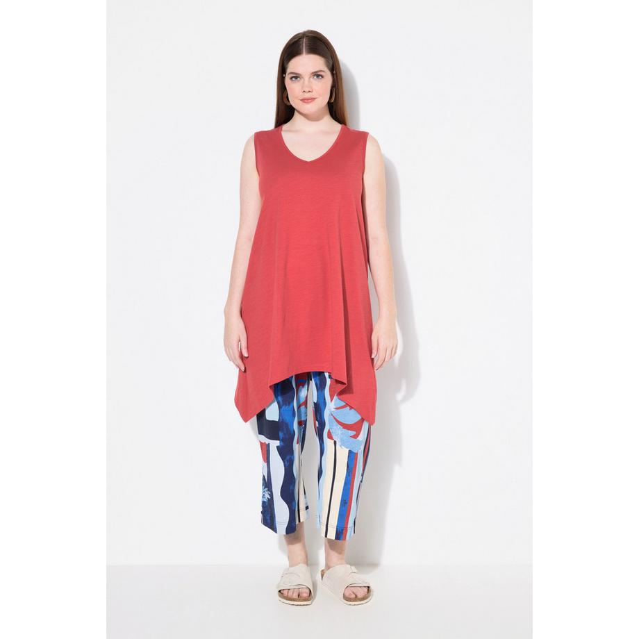 Ulla Popken Longtop Zipfelsaum A-Linie V-Ausschnitt Biobaumwolle  