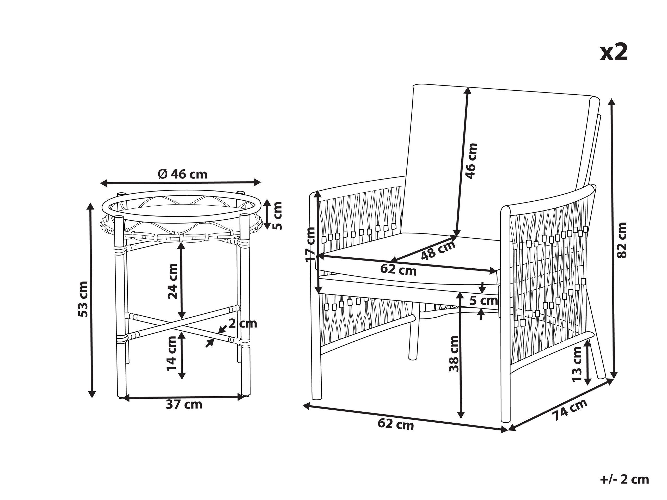 Beliani Bistro Set aus Aluminium Boho LEVICO  