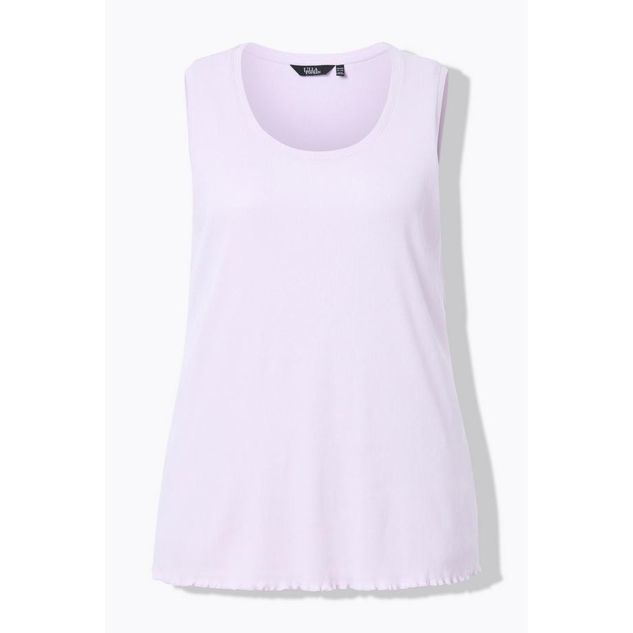 Ulla Popken Débardeur en Jersey Côtelé Coupe Slim Col Rond Sans Manches  