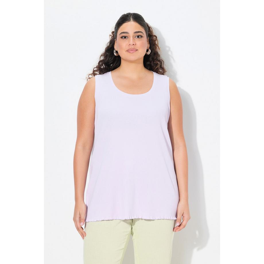 Ulla Popken Débardeur en Jersey Côtelé Coupe Slim Col Rond Sans Manches  