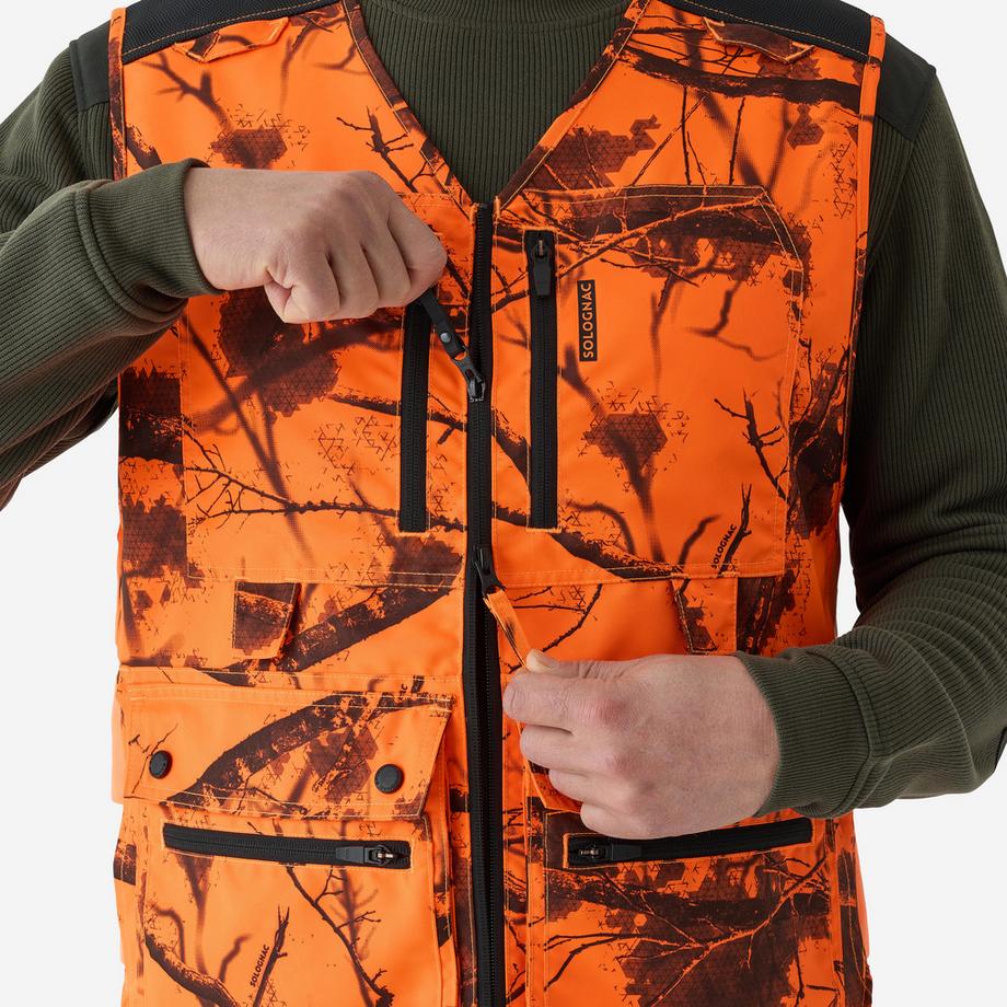 SOLOGNAC  Gilet de chasse avec 12 poches camo néon 