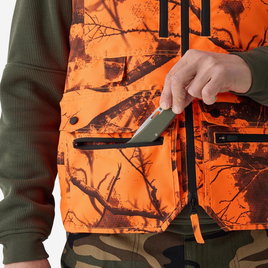 SOLOGNAC  Gilet de chasse avec 12 poches camo néon 