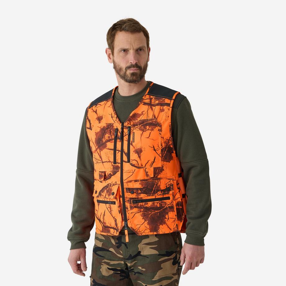 Gilet de chasse avec 12 poches camo néon