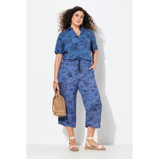 Ulla Popken Rose Jupe-culotte Longueur Mi-mollet Jambe Large Taille Élastique  