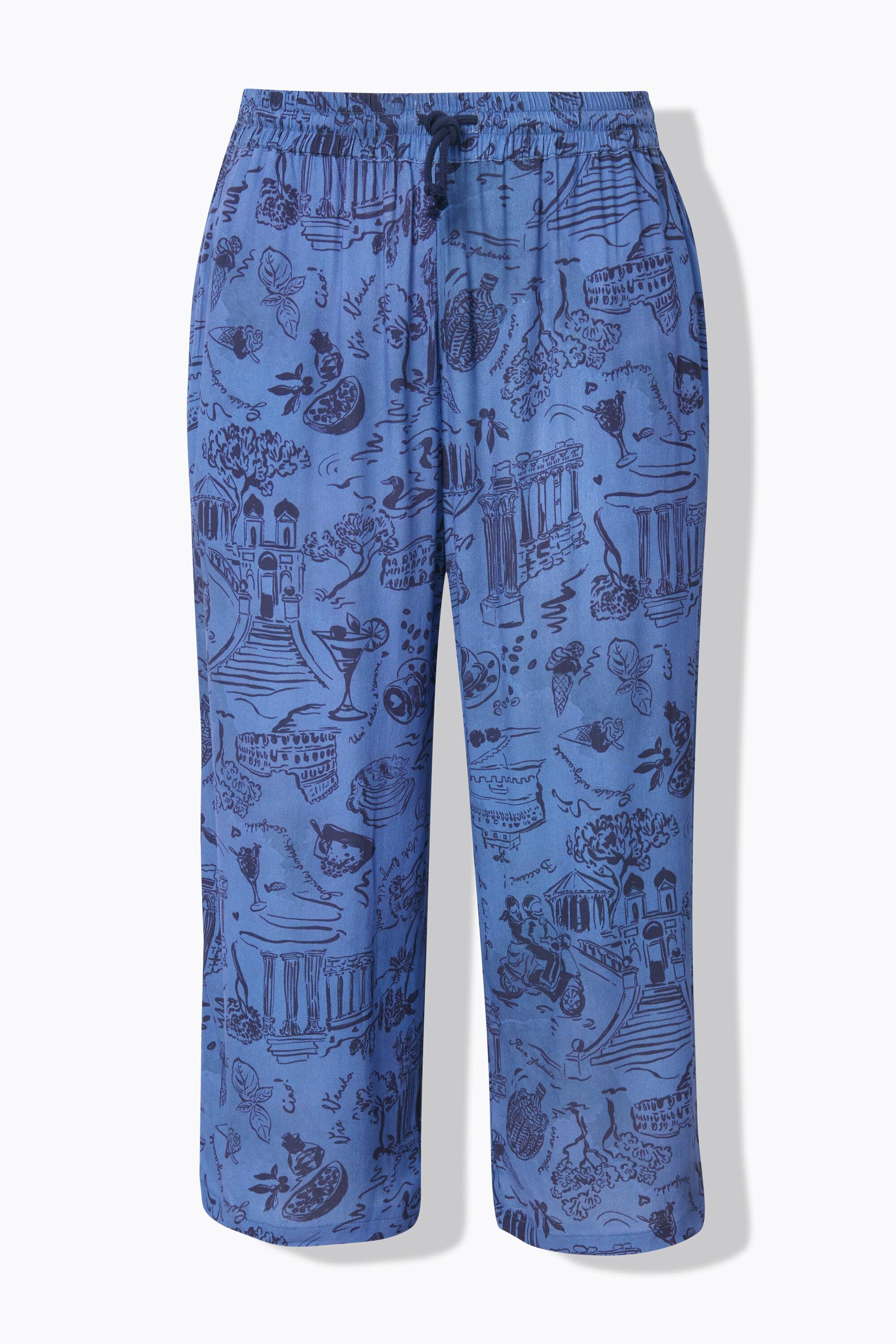 Ulla Popken Rose Jupe-culotte Longueur Mi-mollet Jambe Large Taille Élastique  