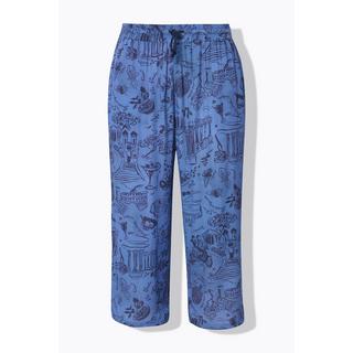 Ulla Popken Rose Jupe-culotte Longueur Mi-mollet Jambe Large Taille Élastique  