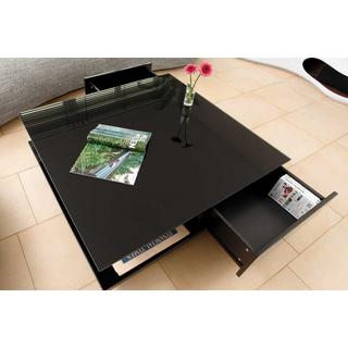 mutoni Table basse 100x100x36cm 2 tiroirs noir  