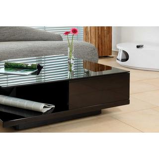 mutoni Table basse 100x100x36cm 2 tiroirs noir  