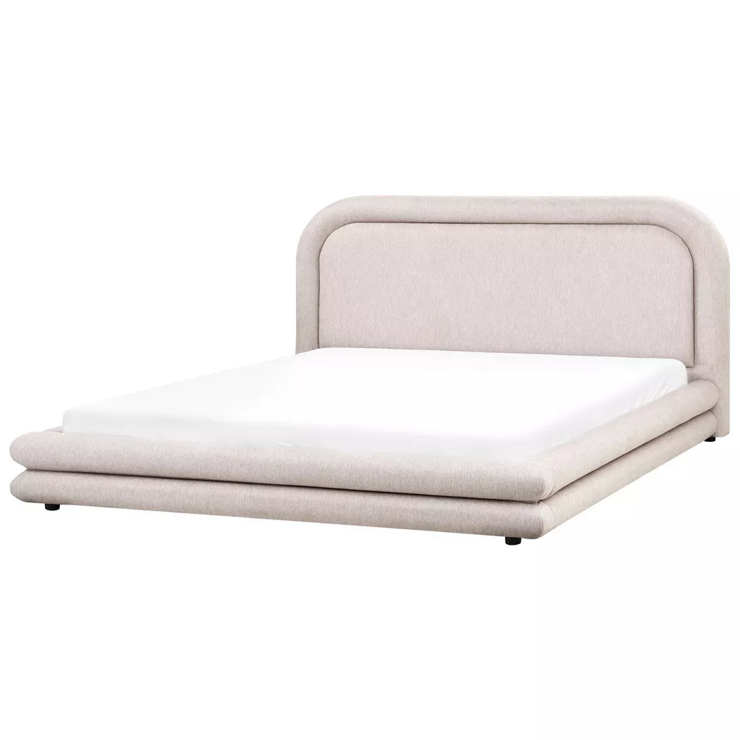 Beliani - Wasserbett aus Kunstleinen  LAVARDENS, Taupe