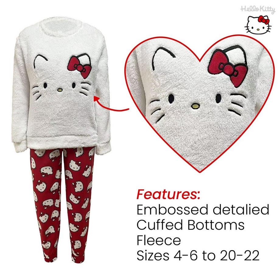 Hello Kitty Ensemble de Pyjama en Polaire avec Pantalon Long  