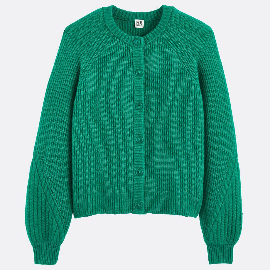 La Redoute Collections Cardigan collo tondo in maglia a coste  