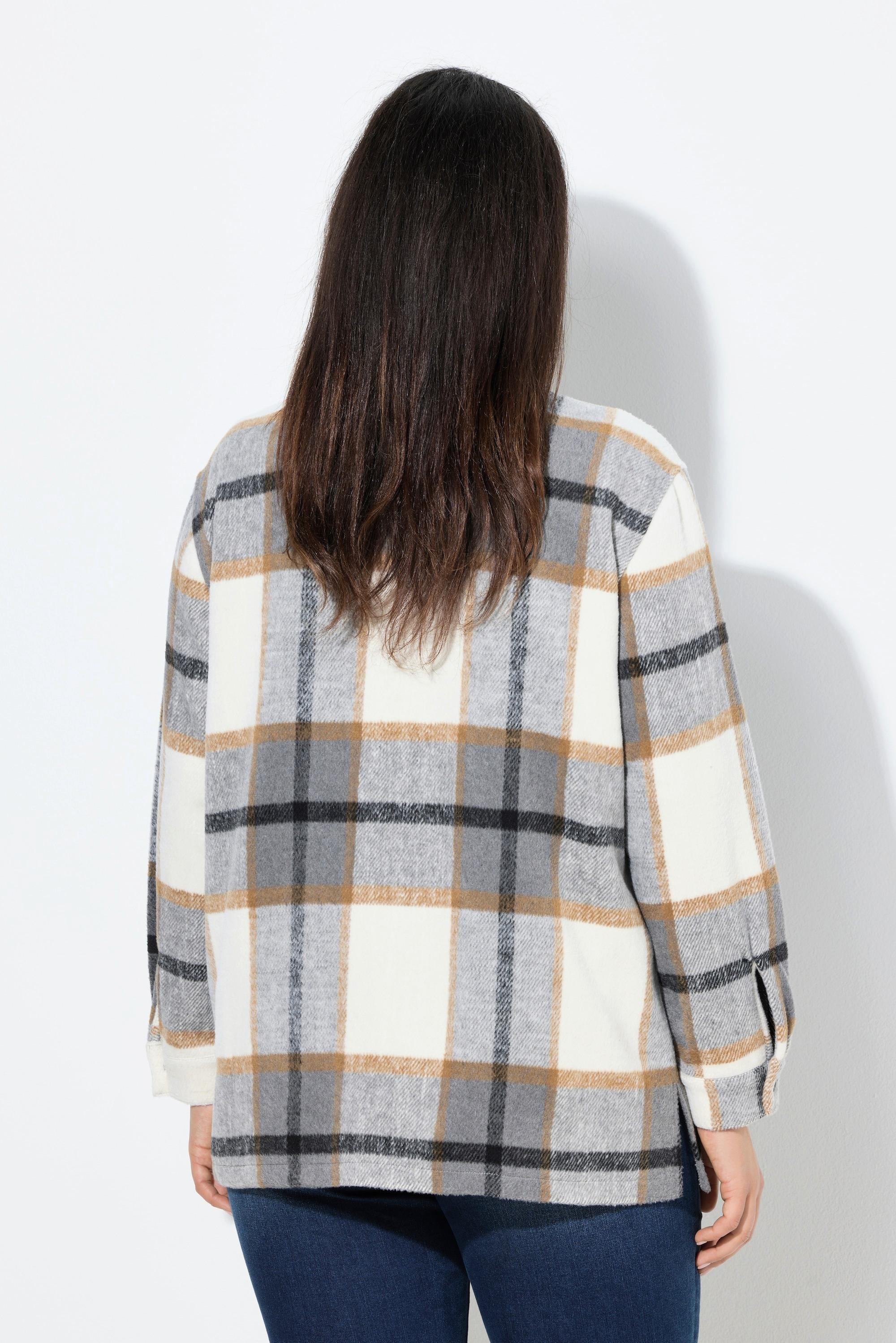 Ulla Popken Karomuster Oversized Langarm Shacket  