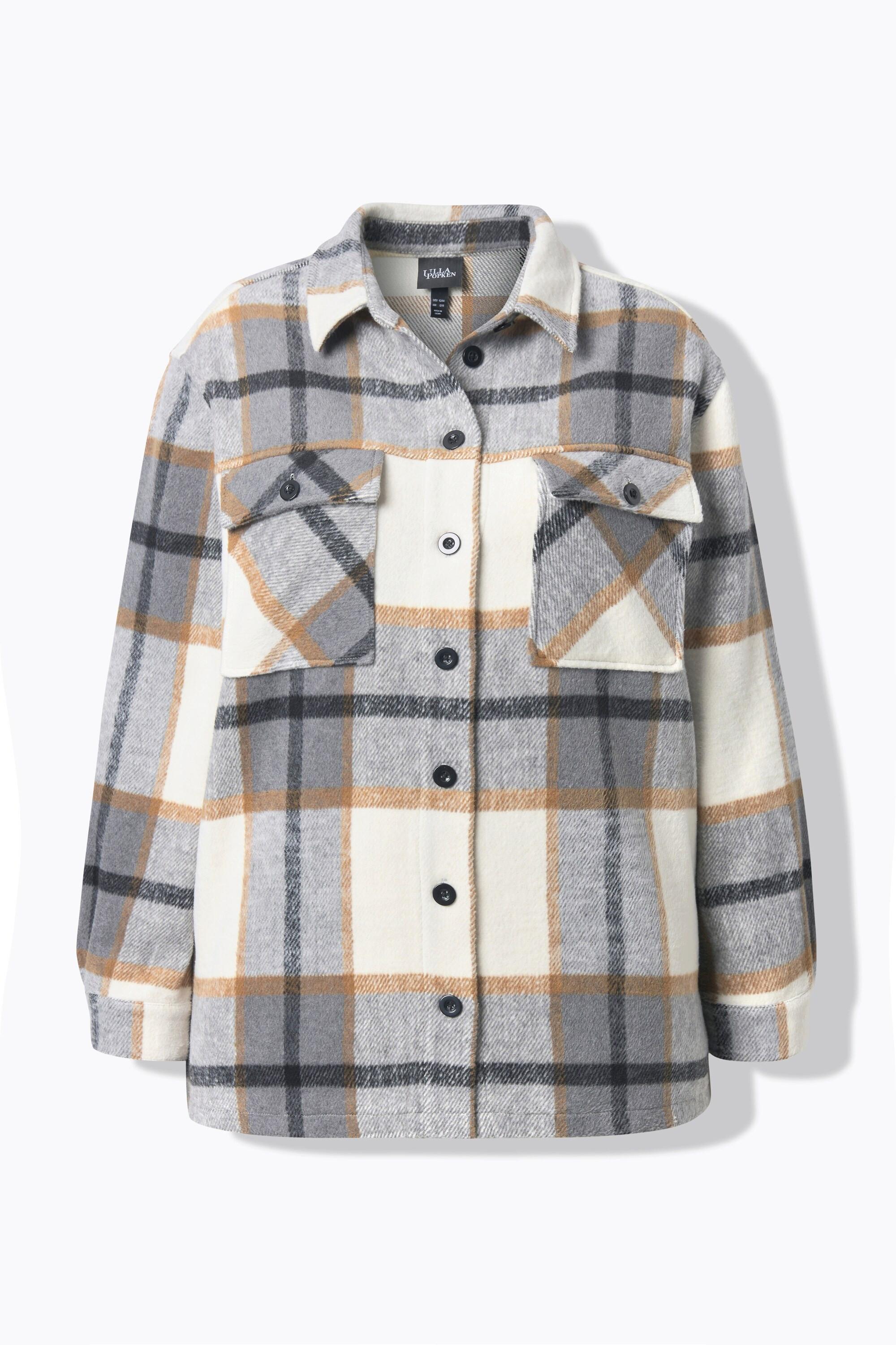 Ulla Popken Karomuster Oversized Langarm Shacket  