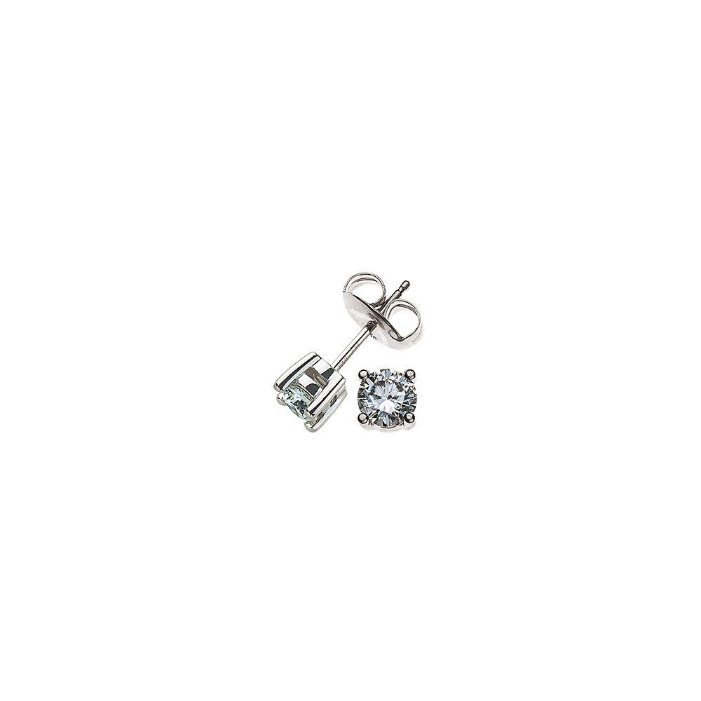 MUAU Schmuck  Clous d'oreilles solitaires 4 poignées en or blanc 750 diamants 0,50ct. 5,5mm 