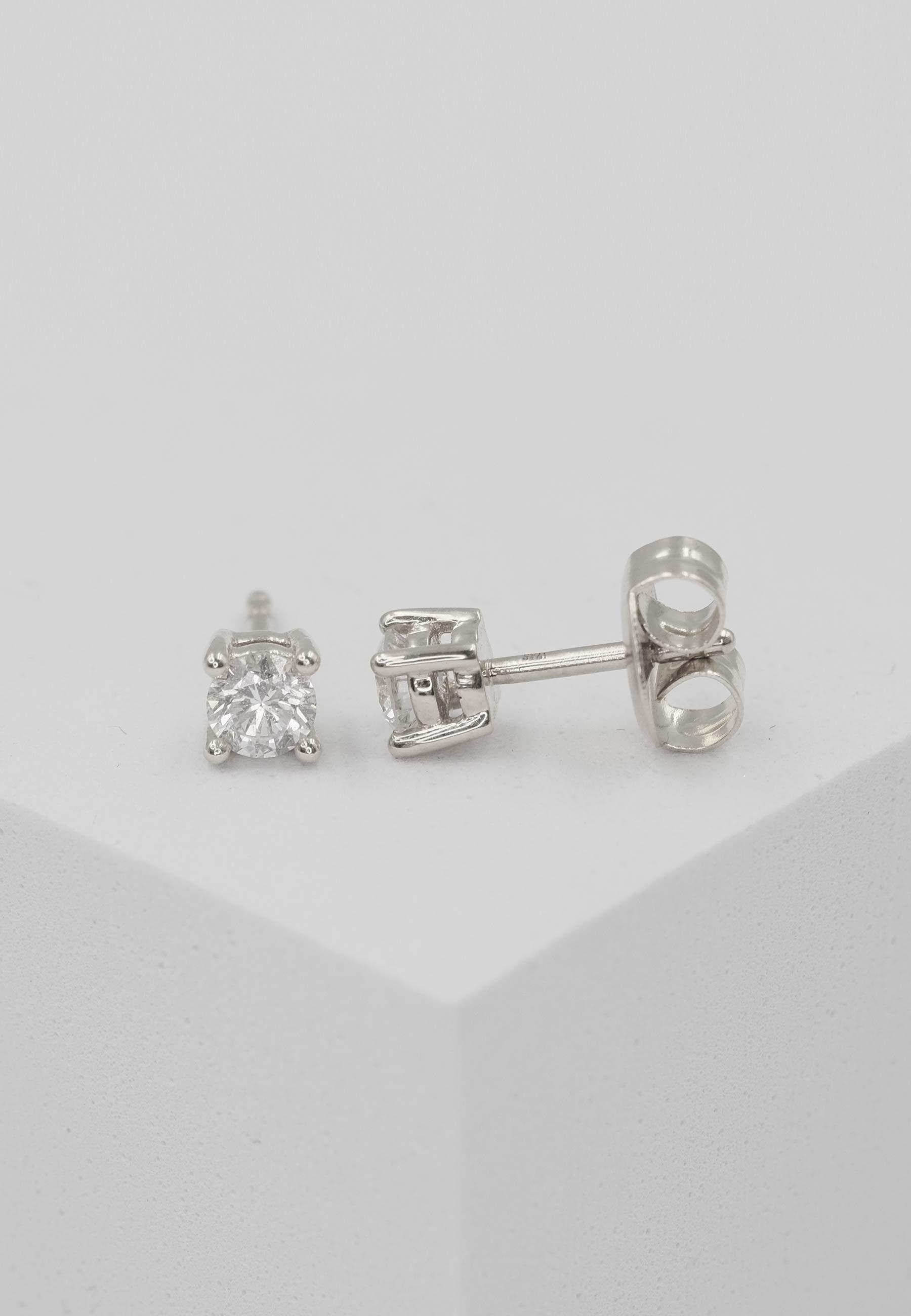 MUAU Schmuck  Clous d'oreilles solitaires 4 poignées en or blanc 750 diamants 0,50ct. 5,5mm 