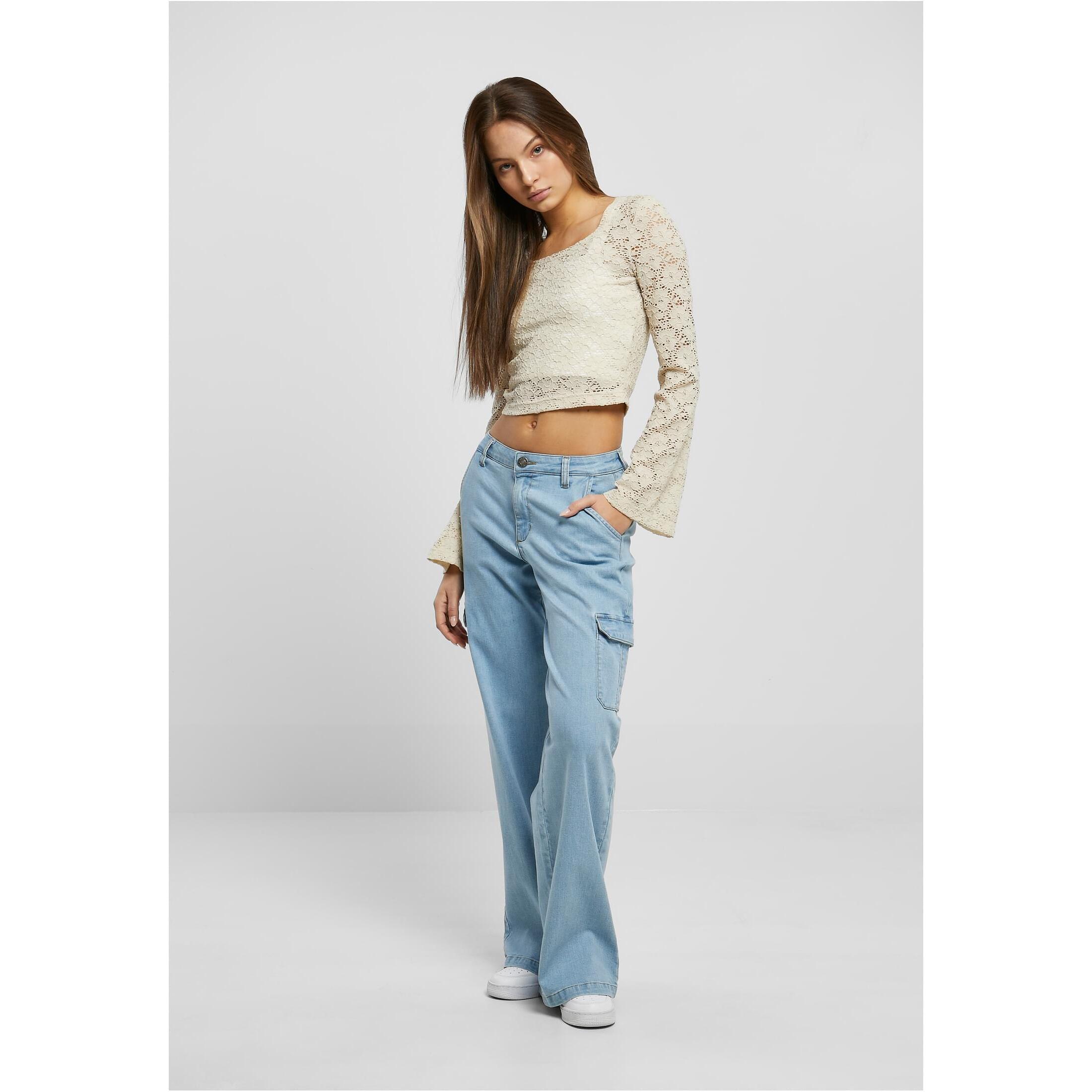 URBAN CLASSICS Spitzenbluse Langarm  