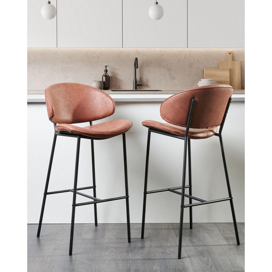 Beliani Set mit 2 Barstühlen aus Kunstleder  KIANA  