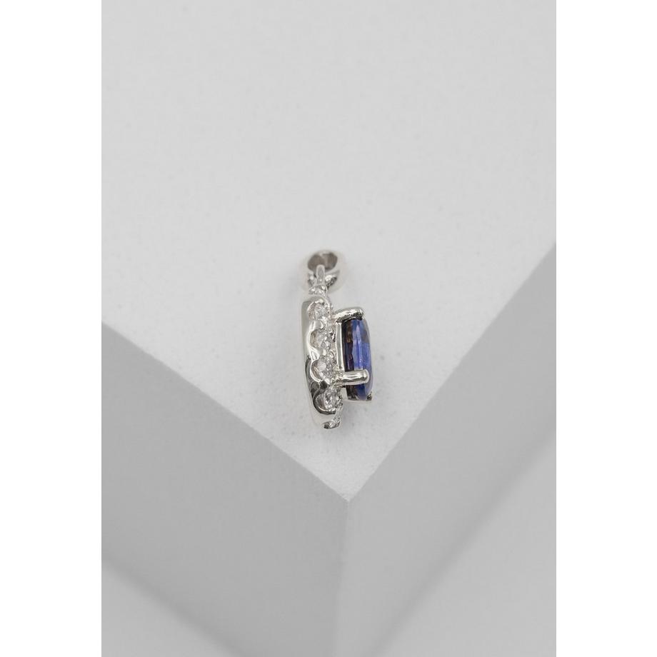 MUAU Schmuck  Anhänger Weissgold 750 Saphir 0.64ct. Brillanten 0.22ct. 16x8mm 