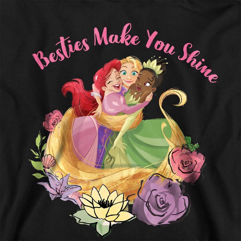 Disney PRINCESS  Besties Shine Felpa Con Cappuccio Ariel Rapunzel Tiana Erica 