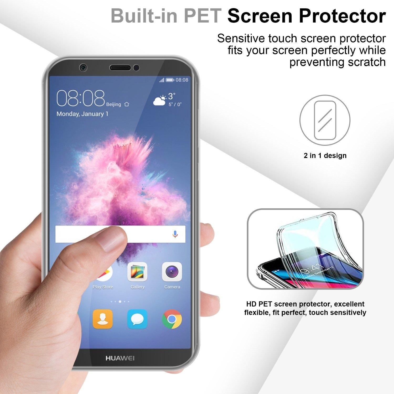 Cadorabo  Housse compatible avec Huawei P SMART 2018 / Enjoy 7S - 360° Full Body Coque de protection - Protection frontale et dorsale, protection intégrale avec protection d'écran 