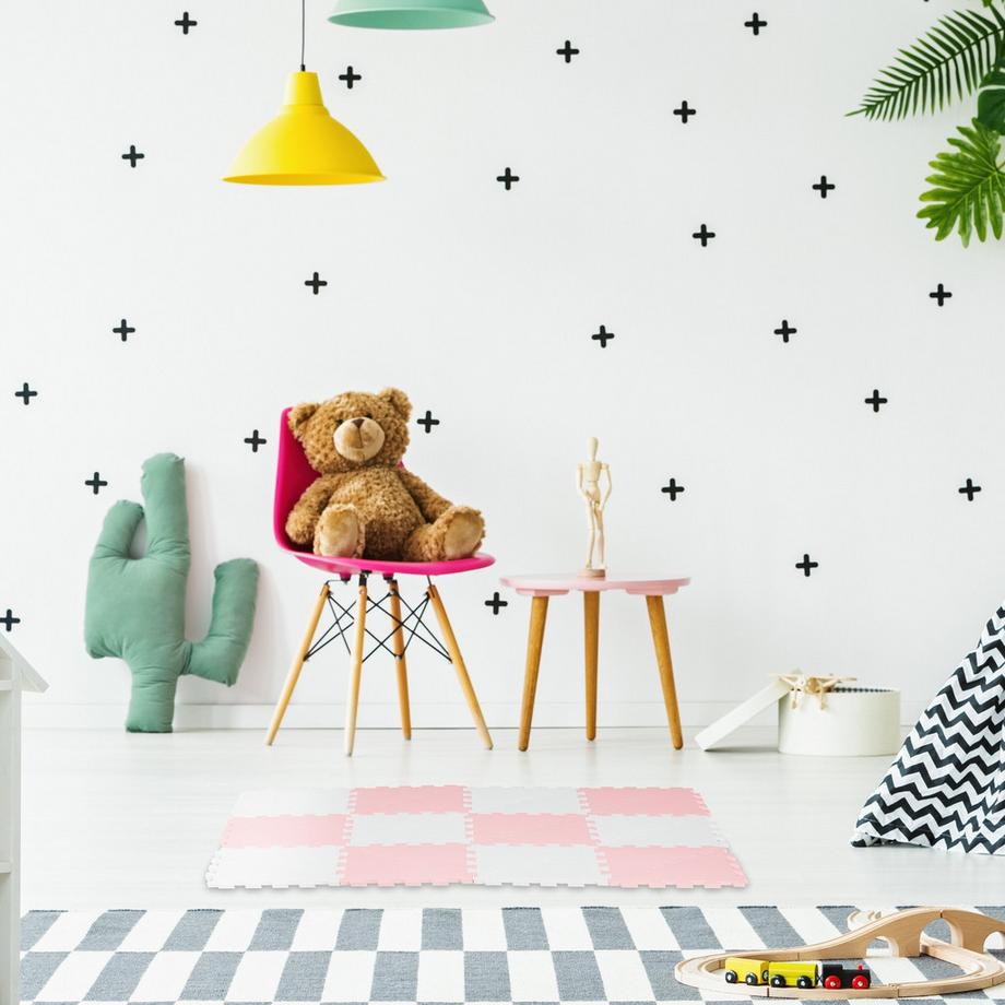 B2X  Tapis puzzle rose-blanc 