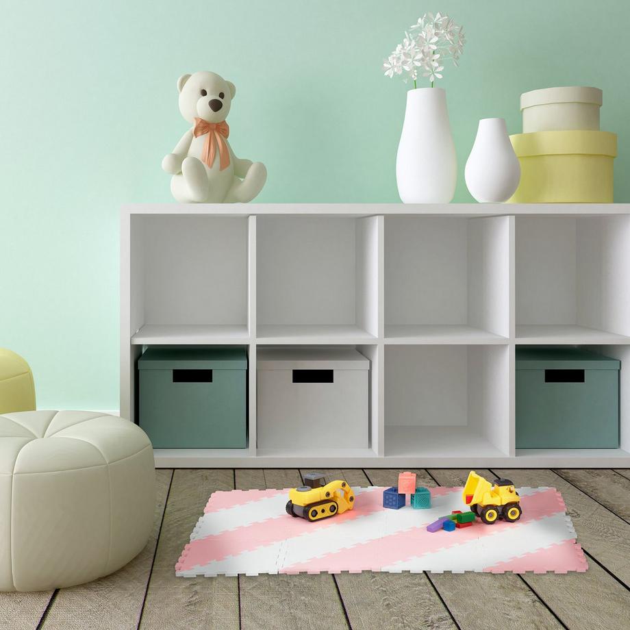 B2X  Tapis puzzle rose-blanc 