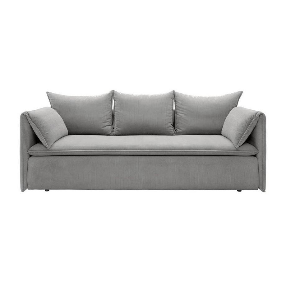 Vente-unique Canapé convertible 3 places en velours côtelé gris TEODORA  