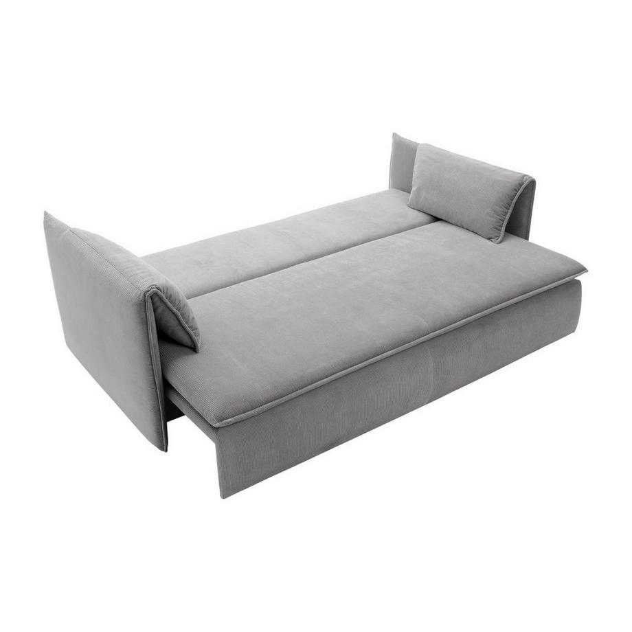 Vente-unique Canapé convertible 3 places en velours côtelé gris TEODORA  