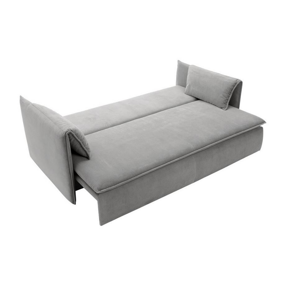 Vente-unique Canapé convertible 3 places en velours côtelé gris TEODORA  