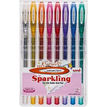 UNI-BALL Signo Sparkling 1mm UM-120SP.8C 8 Farben Etui