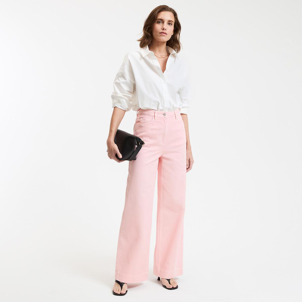 La Redoute Collections Pantaloni Larghi Vita Alta in Twill di Cotone  