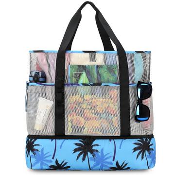 Mesh Beach Bag Large Foldable mit wasserdichter Kühltasche