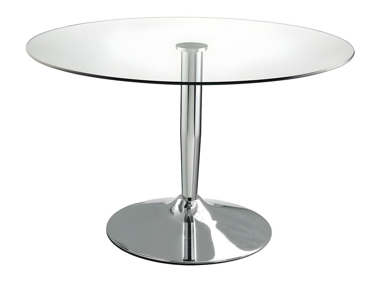 Vente-unique Table à  manger ronde NOLAN 2 cous Verre trempé métal chromé  